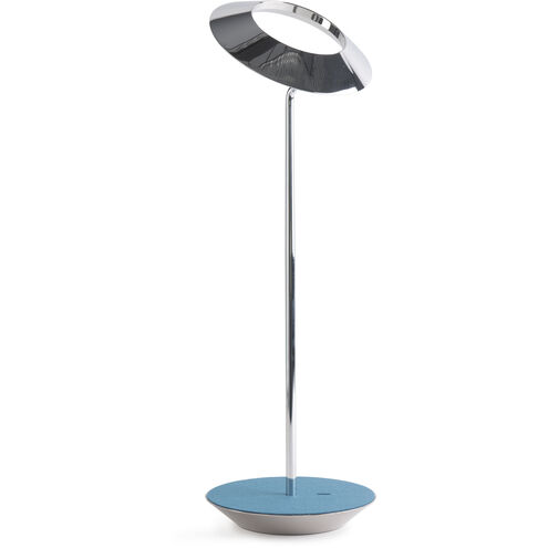 Royyo 17.4 inch 11.00 watt Chrome with Azure Felt Desk Lamp Portable Light